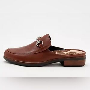 Naot Leather Buckle Halny Mules Chestnut Classic Quiet Luxury Polished Stylish